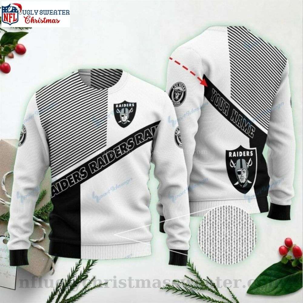 NFL Diagonal Stripes Raiders Ugly Christmas Sweater - Perfect For Fans