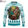 NFL Dolphins Christmas Sweater – Festive Snowman And Reindeer Design