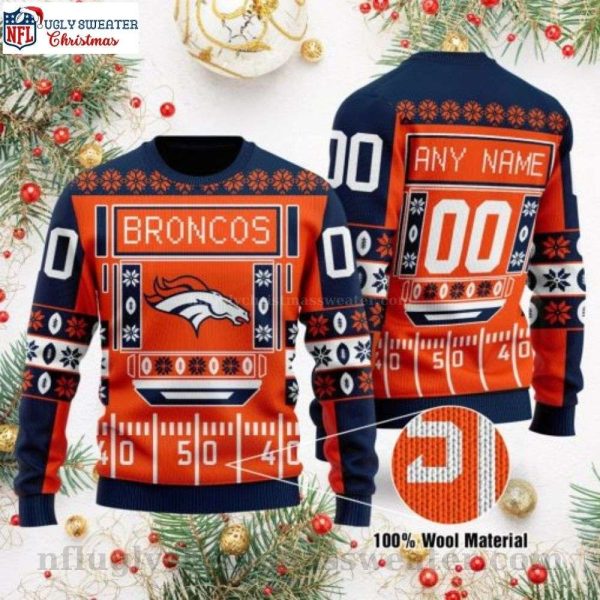 NFL Football Stadium Motifs Denver Broncos Custom Name Ugly Sweater