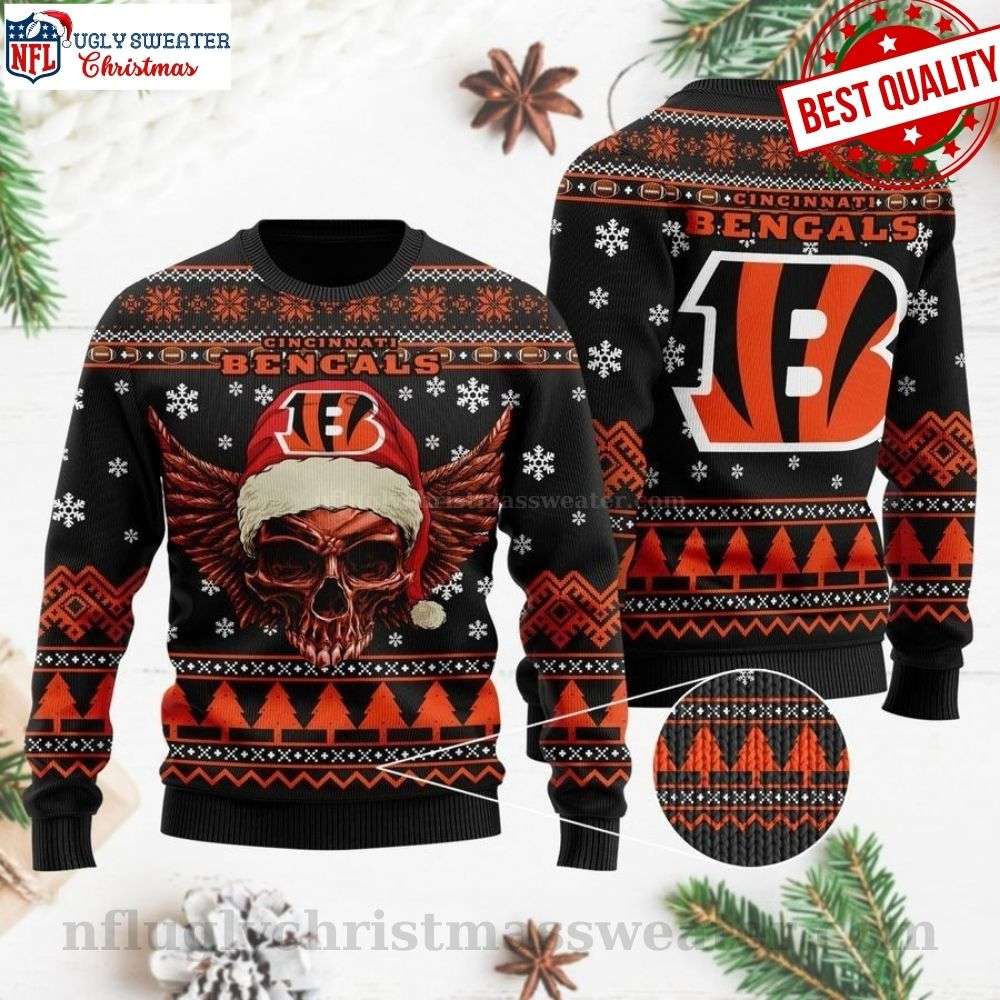 NFL Golden Skull Bengals - Logo Print Ugly Christmas Sweater