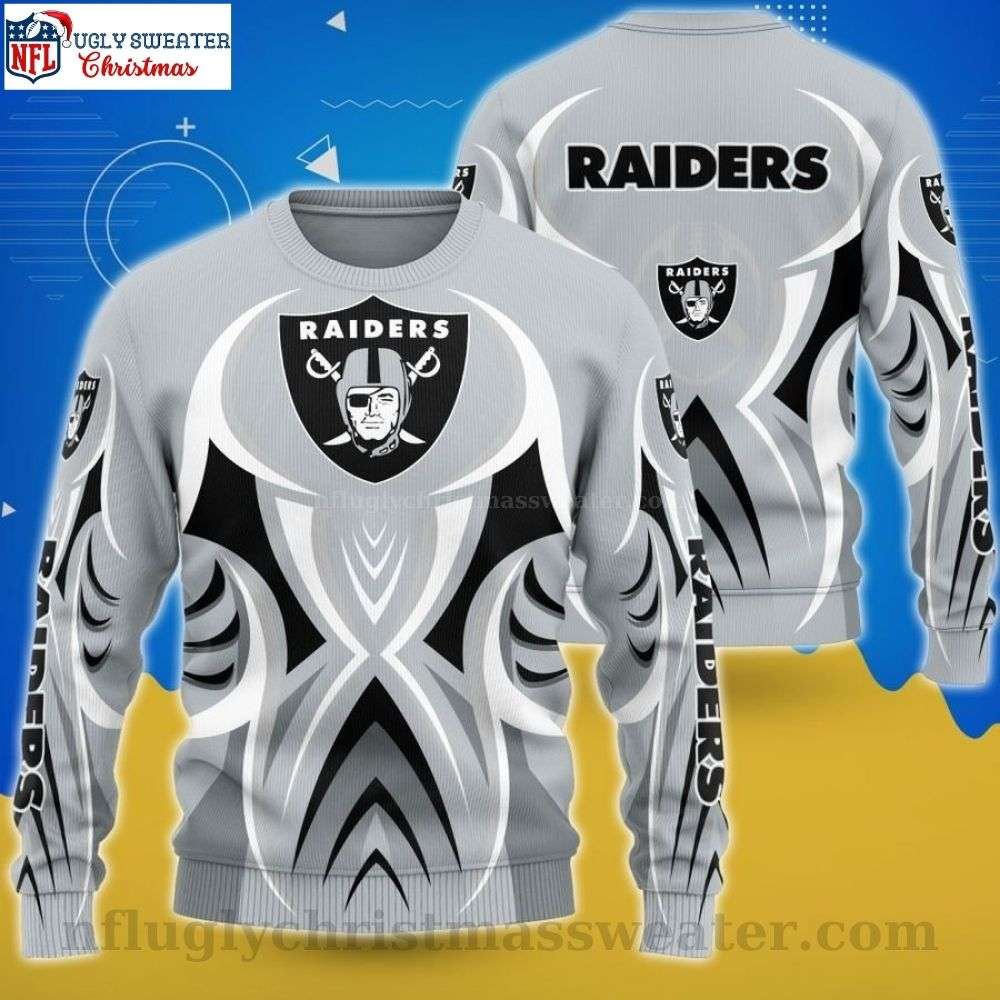 NFL Gray Shirt Raiders Ugly Christmas Sweater - Top Design For Raiders Fans