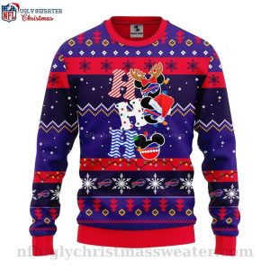 NFL Ho Ho Ho Mickey Buffalo Bills Logo Ugly Christmas Sweater 1