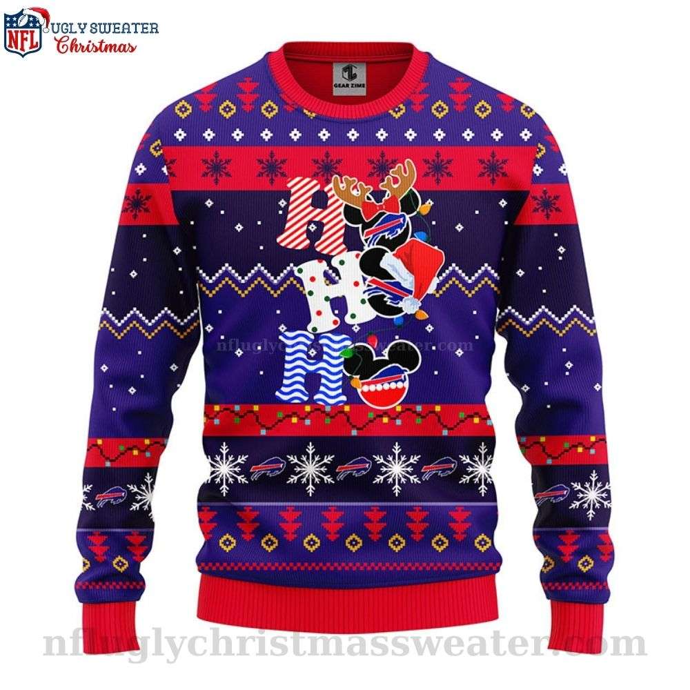 NFL Ho Ho Ho Mickey - Buffalo Bills Logo Ugly Christmas Sweater