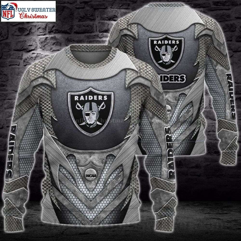 NFL Logo Printed Oakland Raiders Ugly Christmas Sweater - Stand Out in Style