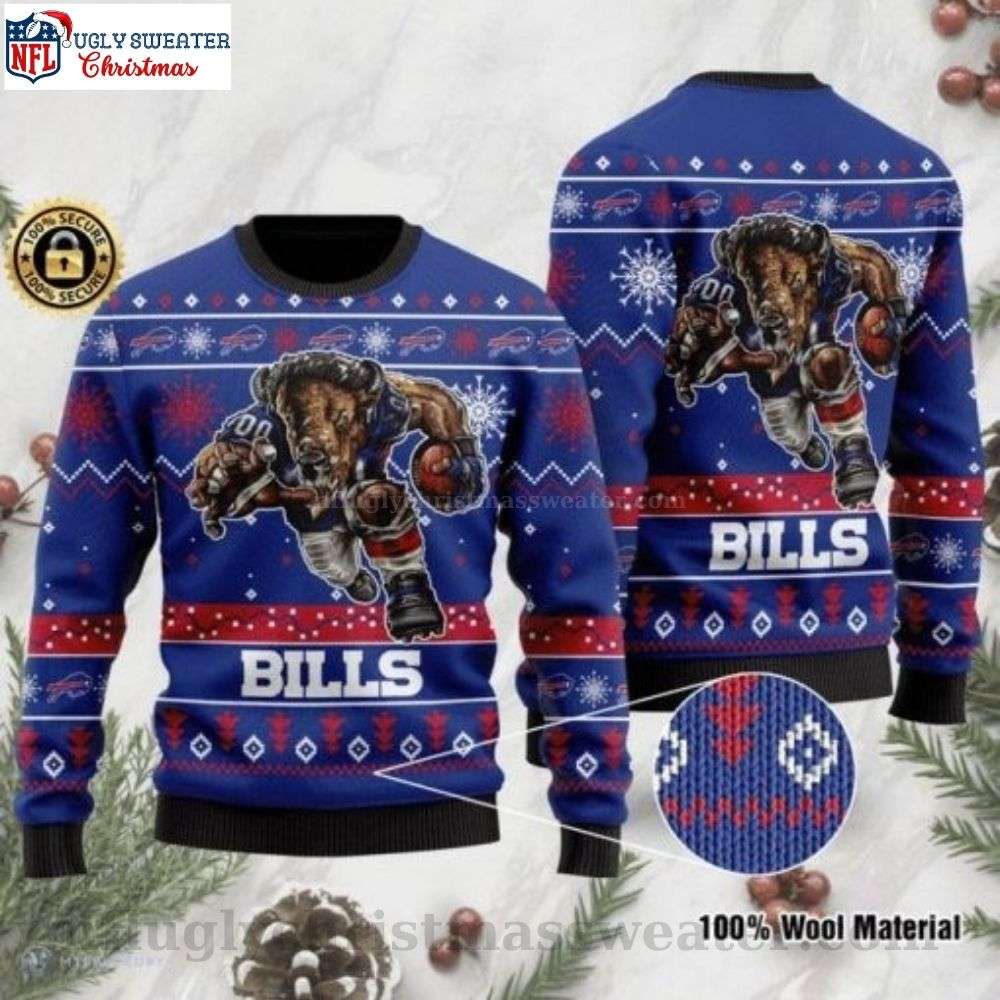 NFL Mascot Rushing Buffalo Bills Ugly Christmas Sweater