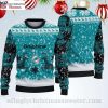 NFL Miami Dolphins Christmas Light Custom Name And Number Christmas Sweater