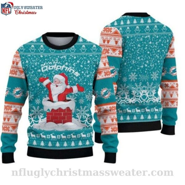 NFL Miami Dolphins Festive Santa Claus Chimney Graphic Sweater