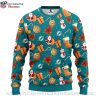 NFL Miami Dolphins Ugly Christmas Sweater – Skull Flower Logo Print