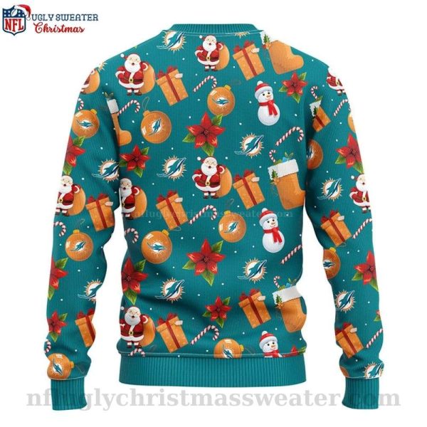 NFL Miami Dolphins Ugly Christmas Sweater – Santa Claus Snowman Logo Print