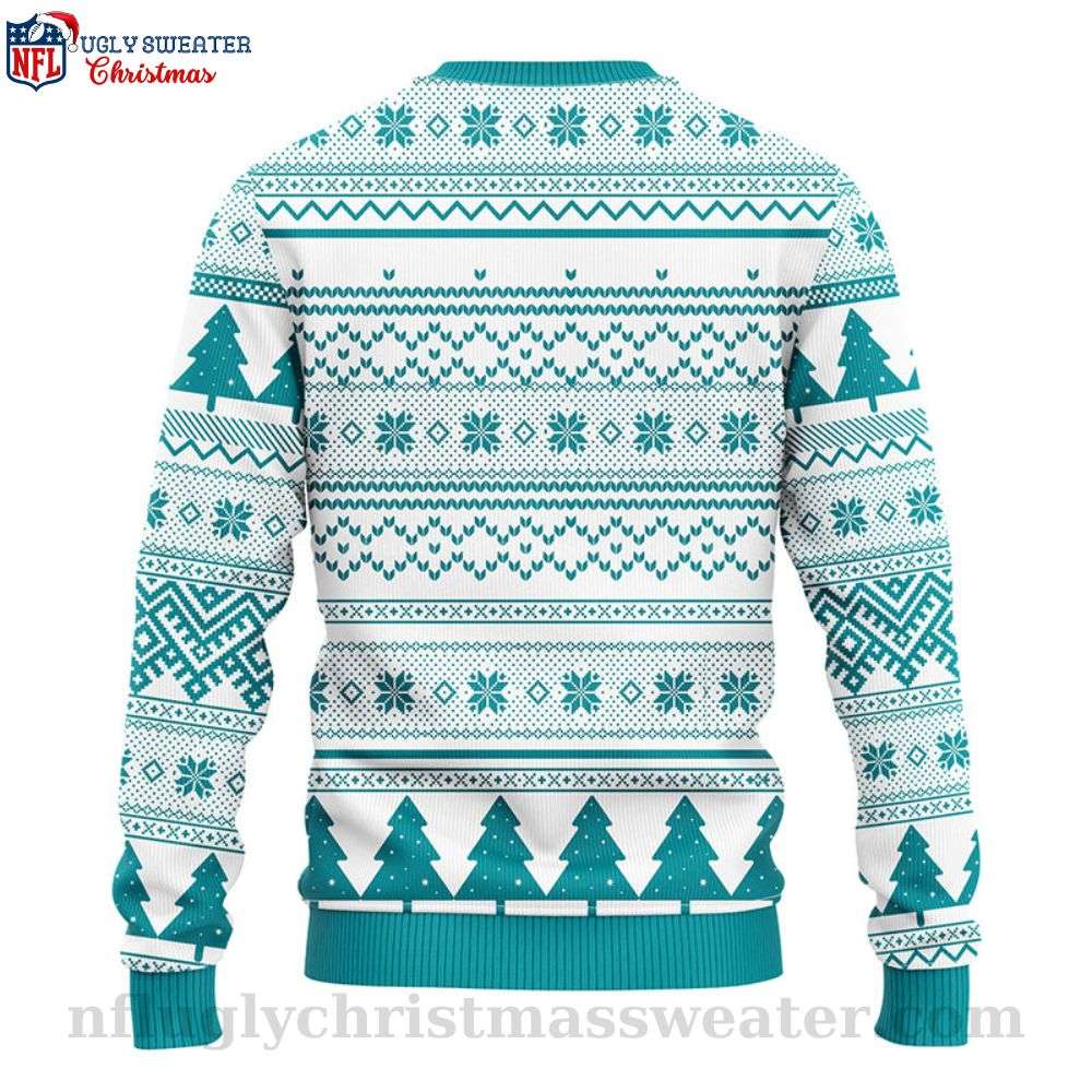 NFL Miami Dolphins Ugly Christmas Sweater - Skull Flower Logo Print