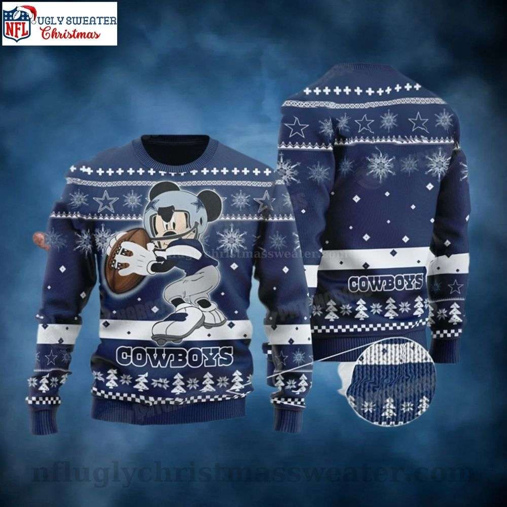NFL Mickey Mouse Play Football - Dallas Cowboys Ugly Christmas Sweater