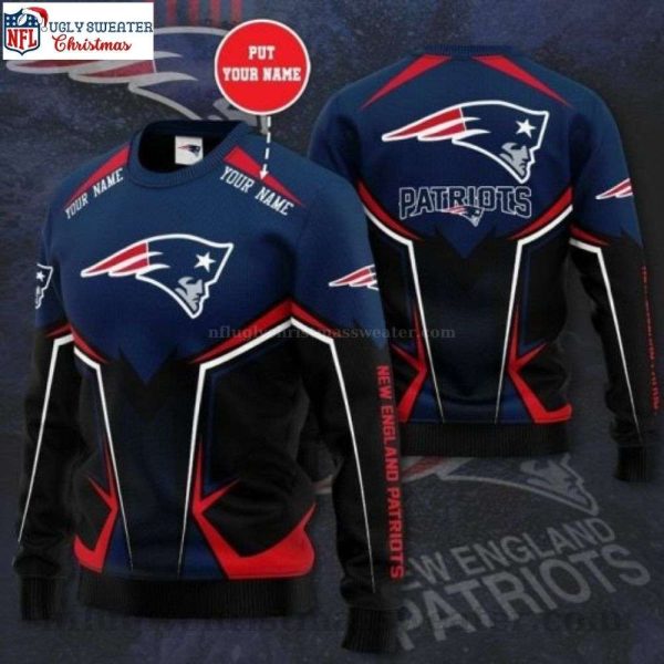 NFL New England Patriots Ugly Sweater With Avenger Navy Theme