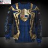 NFL New England Patriots Ugly Sweater With Avenger Navy Theme