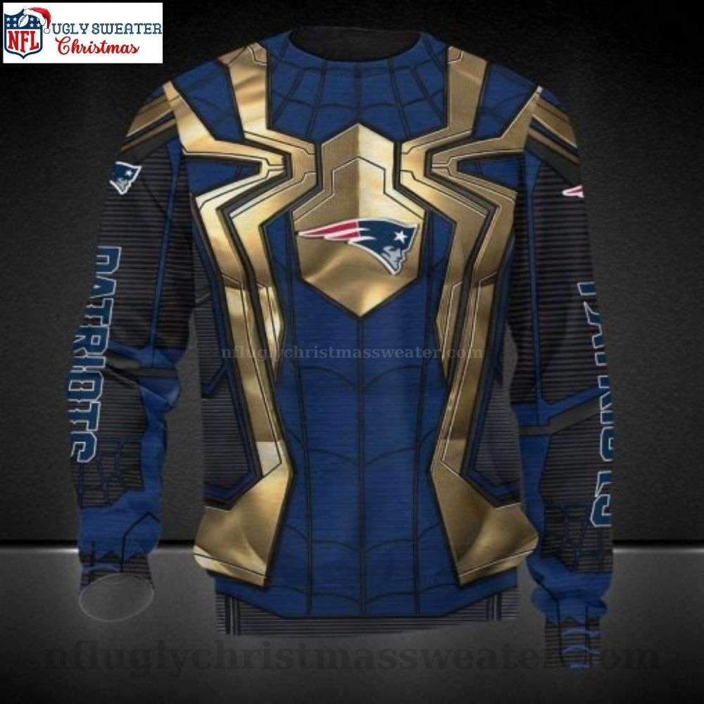 NFL New England Patriots Ugly Sweater With Spider-Man Edition
