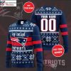 NFL Patriots Logo Print Ugly Christmas Sweater – Santa Claus Snowman Graphic
