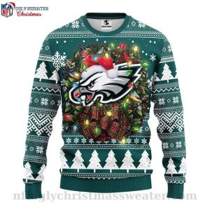 NFL Philadelphia Eagles Ugly Christmas Sweater Logo Print With Festive Touch 1