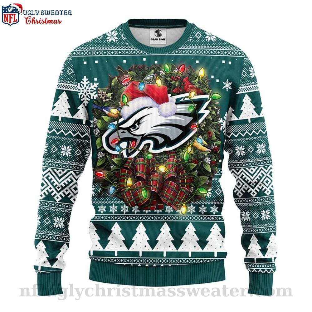 NFL Philadelphia Eagles Ugly Christmas Sweater - Logo Print With Festive Touch