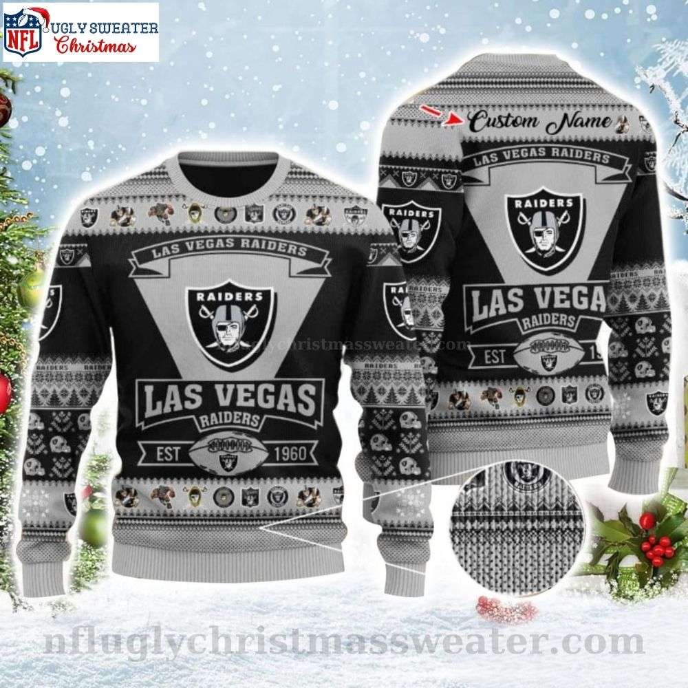 NFL Raiders Ugly Christmas Sweater - Football Design - Personalized Gift For Him