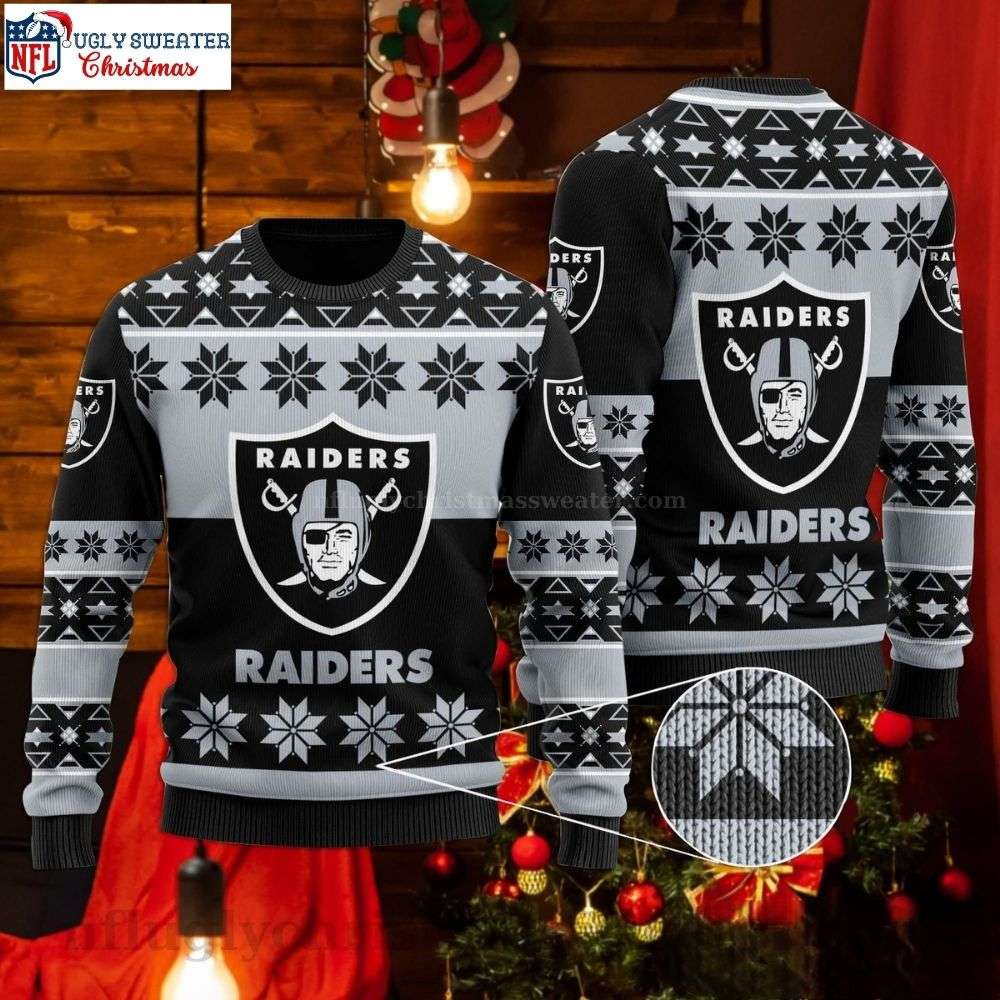 NFL Snowflakes Oakland Raiders Ugly Christmas Sweater - Unique Raiders Gifts for Him