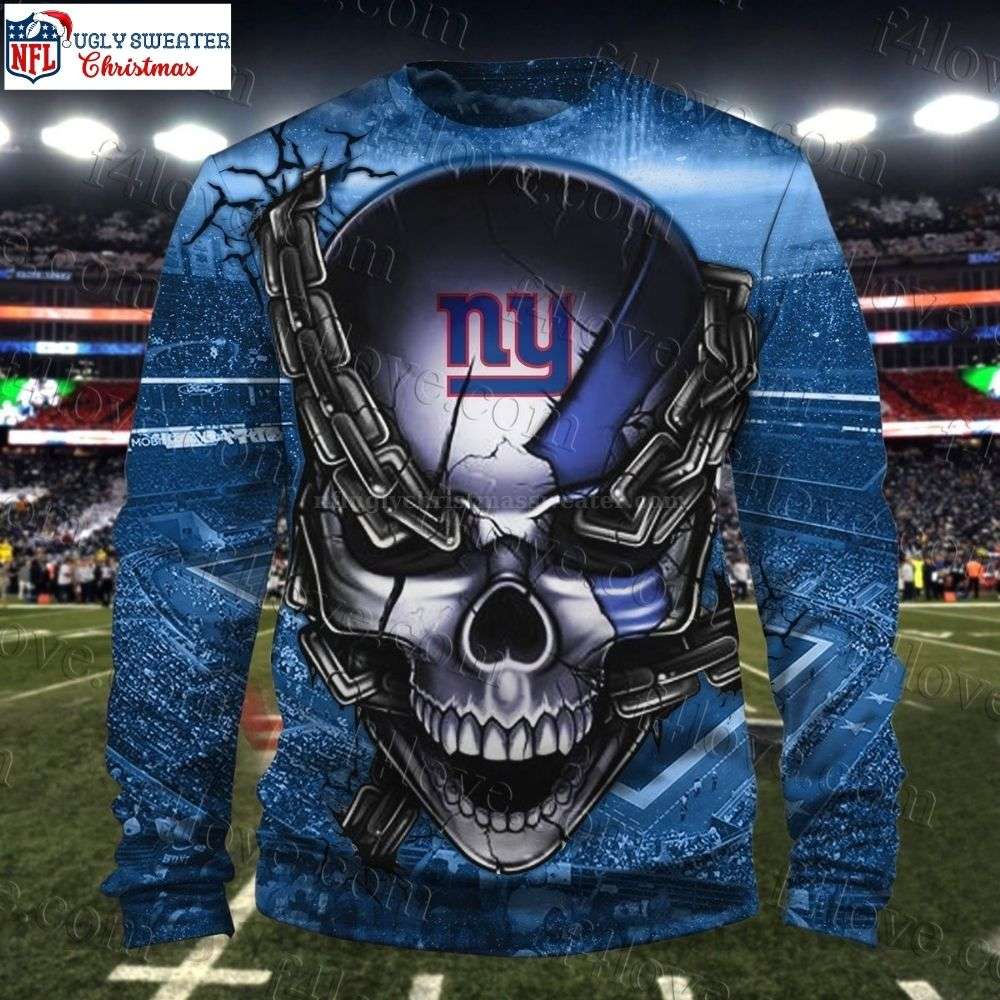 New York Giants Ugly Sweater - Cool Skull Graphic Edition