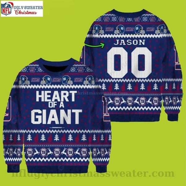 New York Giants Ugly Sweater – Heart Of Giant Edition