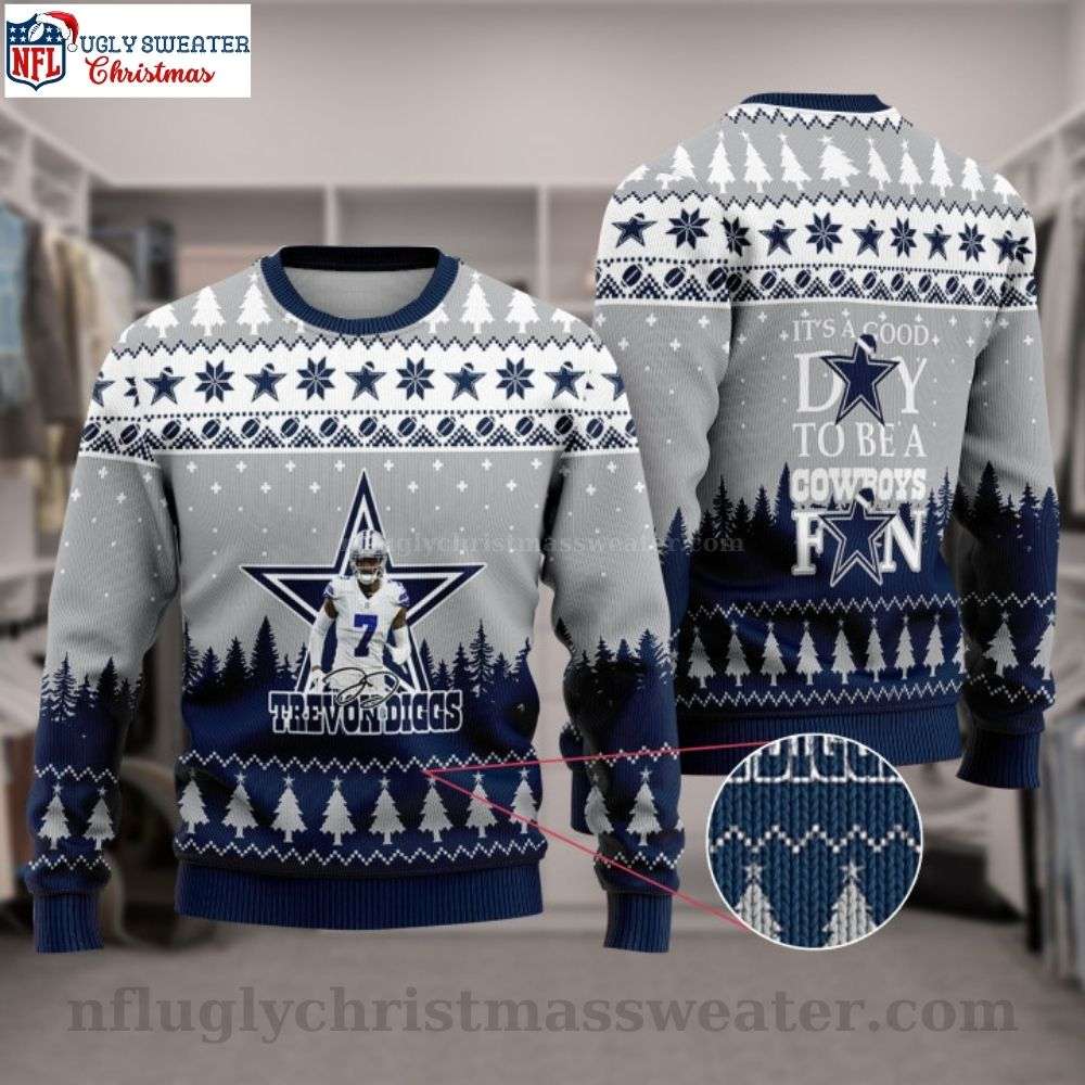 No 7 Trevon Diggs - It's A Good Day To Be A Cowboys Fan - Dallas Cowboys Ugly Christmas Sweater