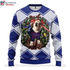 Ny Giants Christmas Sweater Featuring Pub Dog Graphic 1