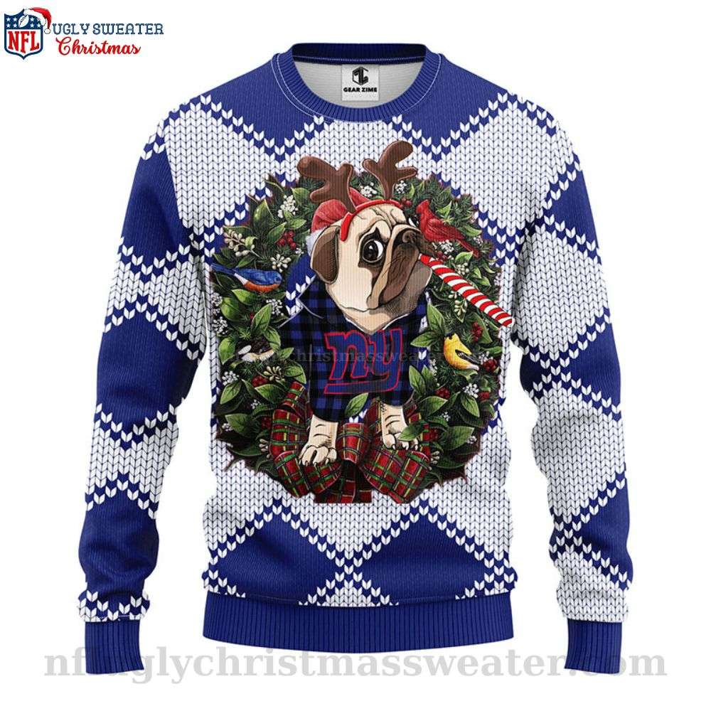 Ny Giants Christmas Sweater - Featuring Pub Dog Graphic