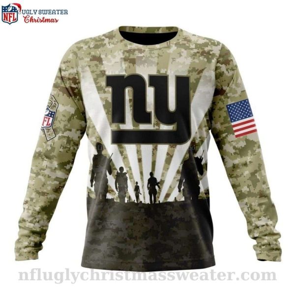 Ny Giants Christmas Sweater With Veteran Design – Proud Supporter