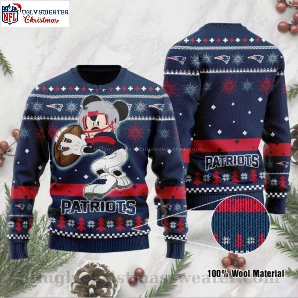 Patriots Mickey Mouse Ugly Christmas Sweater - A Fan's Must-Have