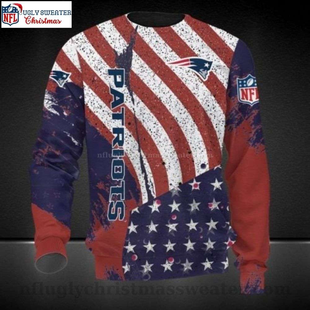 Patriots Ugly Christmas Sweater - Patriotic American Flag Design For Fans