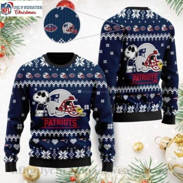 Patriots Ugly Sweater Featuring The Snoopy Show Football Helmet Graphic