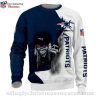 Patriots Ugly Christmas Sweater With Baby Yoda And Christmas Light Design