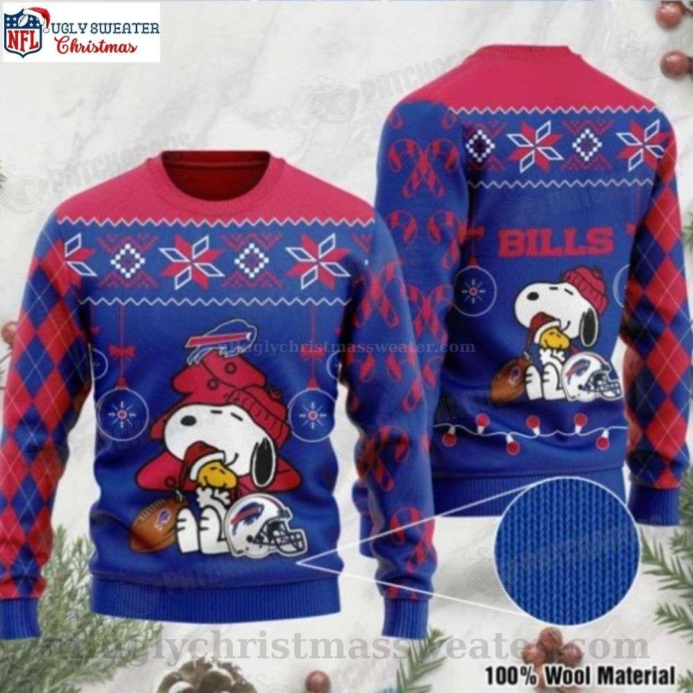 Peanuts Snoopy And Bills - NFL Buffalo Bills Ugly Christmas Sweater