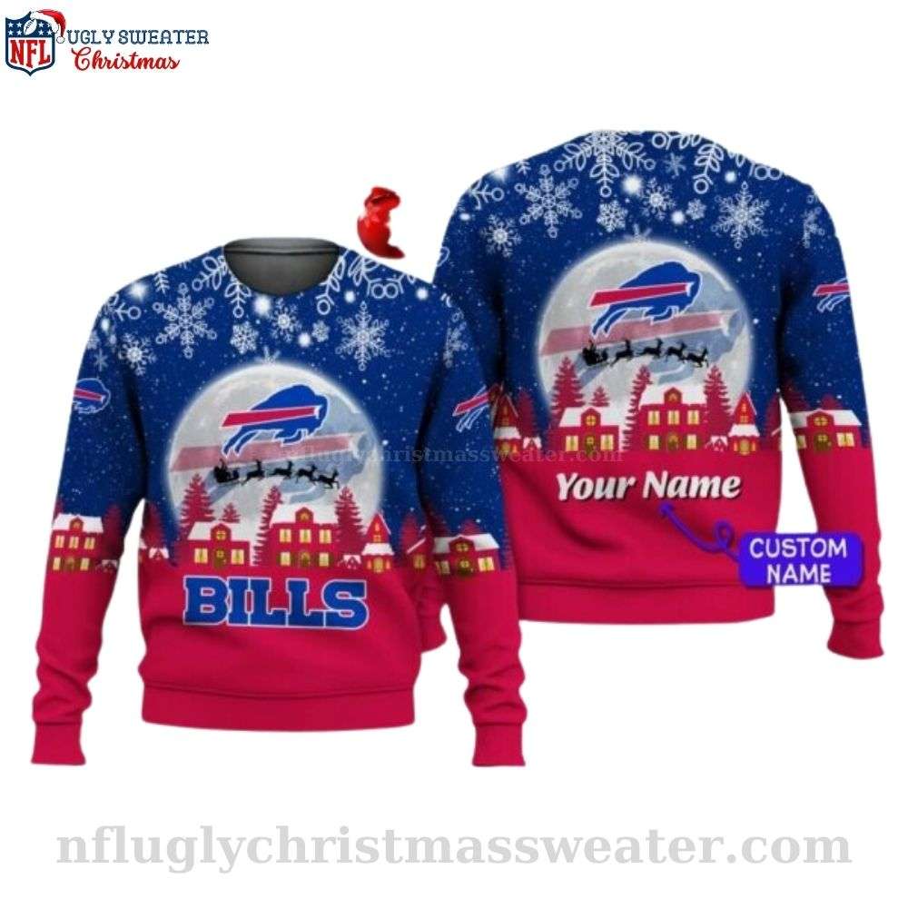 Personalized Buffalo Bills Christmas Sweater - Logo Print With Festive Santa Claus