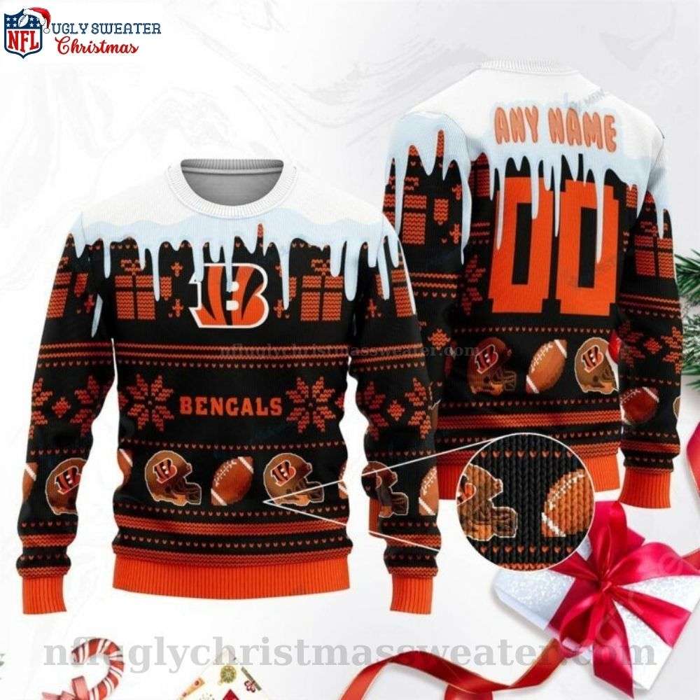 Personalized Cincinnati Bengals Frosty Festivities Ugly Christmas Sweater