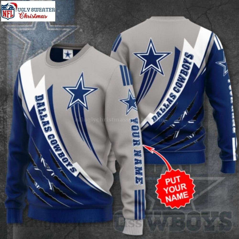 Personalized Cowboys Ugly Sweater - Men's Dallas Cowboys Ugly Christmas Sweater