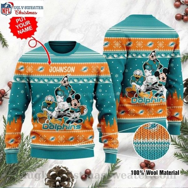 Personalized Dolphins Christmas Sweater – Disney Character Mashup Design