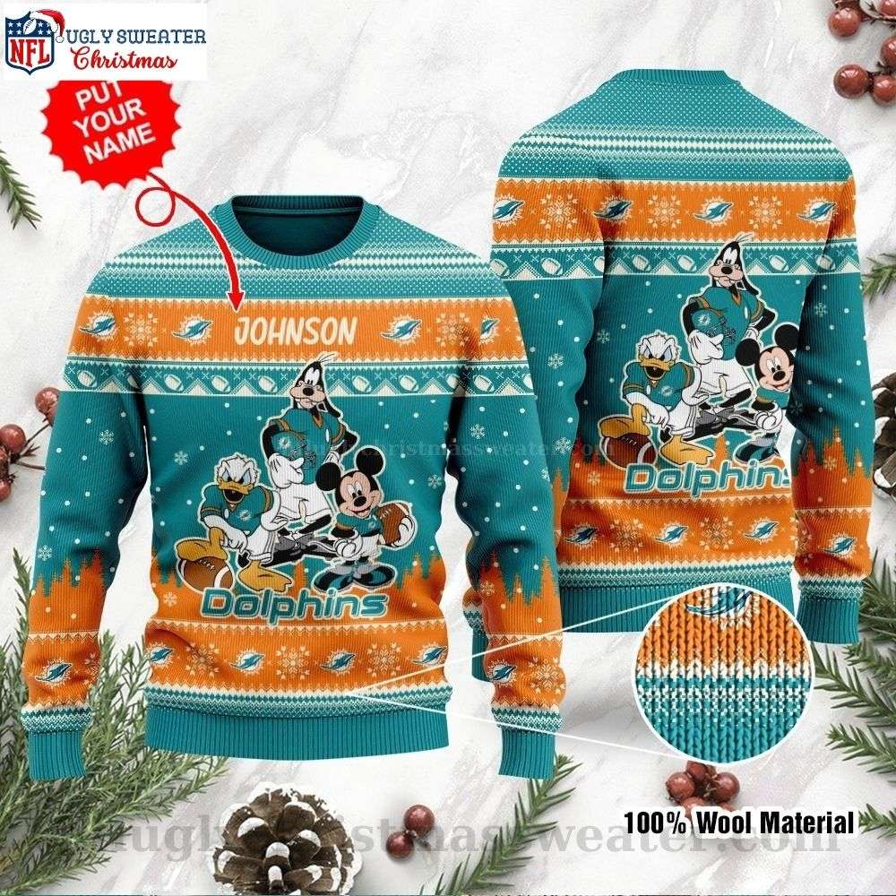 Personalized Dolphins Christmas Sweater - Disney Character Mashup Design