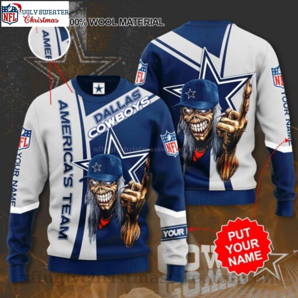 Personalized Skull Design Dallas Cowboys Ugly Christmas Sweater