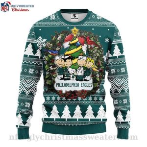 Philadelphia Eagles Snoopy Dog Ugly Christmas Sweater With Christmas Tree 1