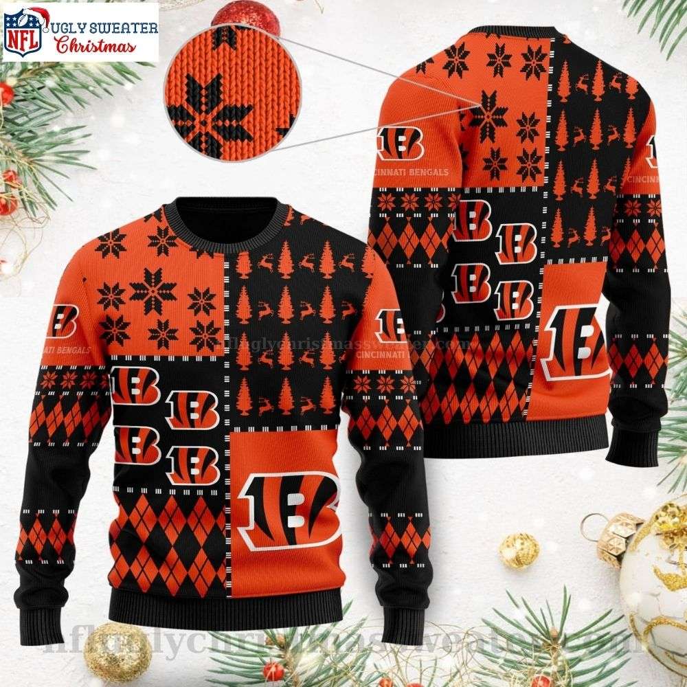 Pine Tree Bengals Spirit - Unique Ugly Christmas Sweater For Fans
