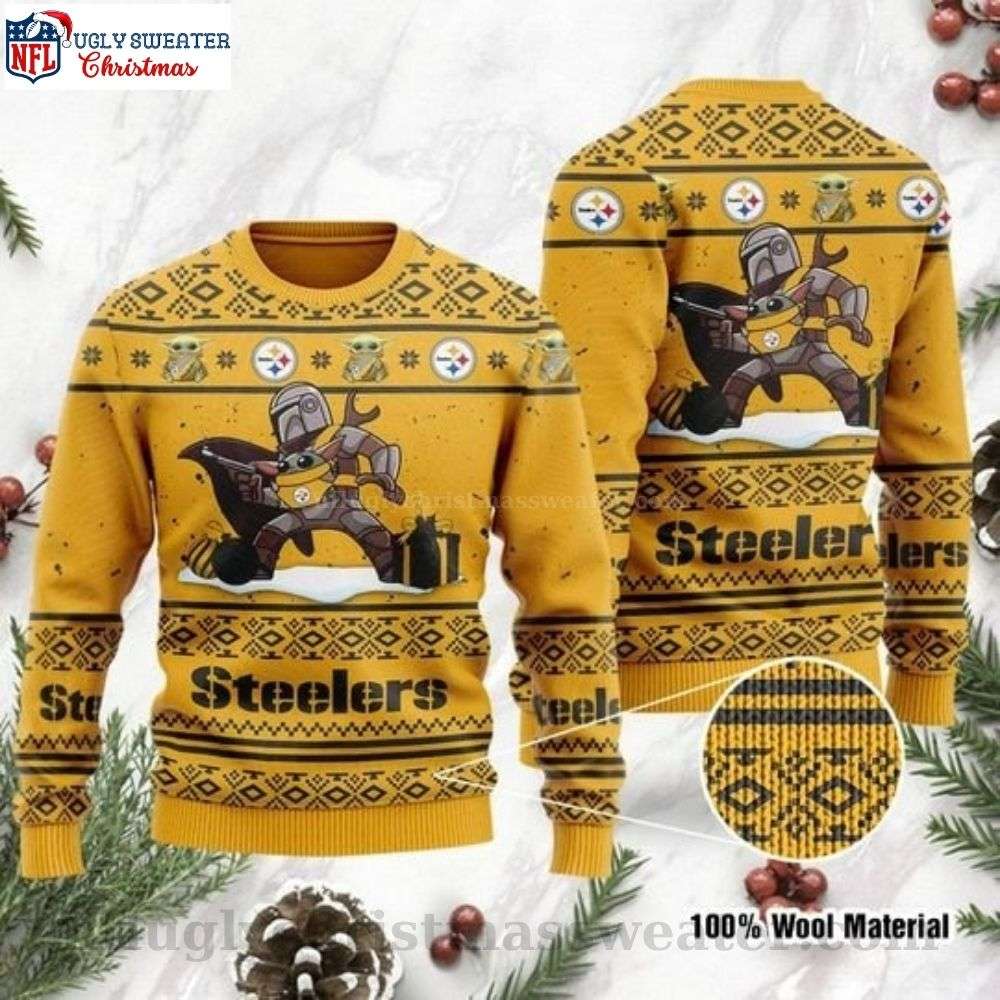 Pittsburgh Steelers Baby Yoda Boba Fett Ugly Sweater For Him