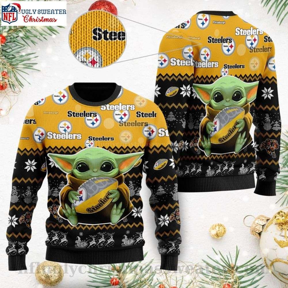 Pittsburgh Steelers Baby Yoda Ugly Christmas Sweater For American Football Fans