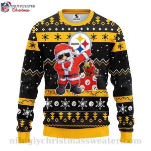 Pittsburgh Steelers Christmas Gifts Dabbing Santa Xmas Sweater 1