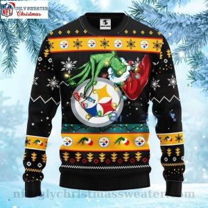 Pittsburgh Steelers Grinch With Christmas Light Ugly Sweater 1
