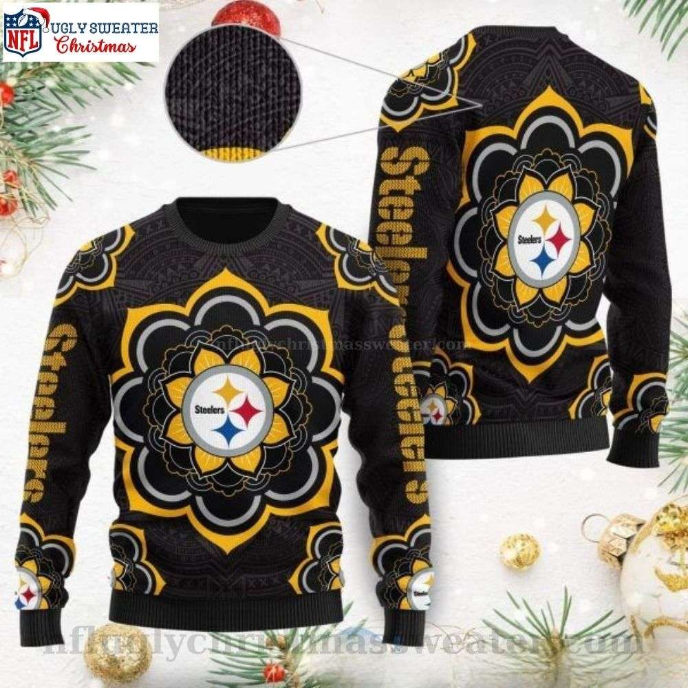 Pittsburgh Steelers Holiday Mandala - Logo Print Ugly Sweater