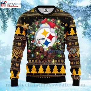Pittsburgh Steelers Logo Print Ugly Christmas Sweater With Christmas Light 1