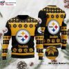 Pittsburgh Steelers Ugly Christmas Sweater – Logo With Custom Name, Number And Stadium Motifs