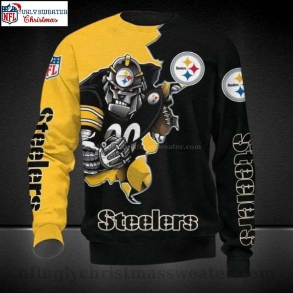 Pittsburgh Steelers Ugly Sweater – Stylish Black Golden Logo Print